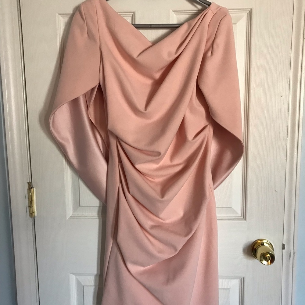Betsy & Adam Blush Pink Draped Cocktail Dress